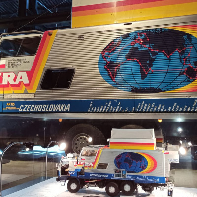 Model Tatry kolem světa Marka Kassy v Muzeu n&aacute;kladn&iacute;ch autombobilů Tatra